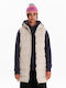 Women's Long Puffer Jacket for Winter with Hood Beige