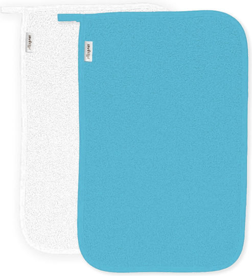 Interbaby Рамени Подложки от Муселин White, Turquoise Бял 35x23см. 2бр