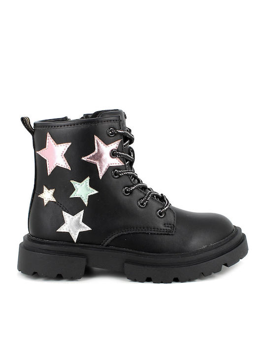 Anatomisch Lederne Kinderstiefel mit Reißverschluss Schwarz