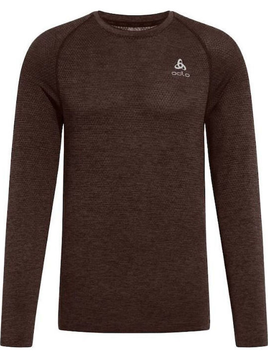 Odlo Essential Seamless Men's Thermal Long-Sleeved Burgundy Shirt