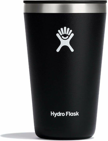 Hydro Flask All Around Tumbler Ποτήρι Θερμός Ανοξείδωτο BPA Free 473ml Black με Καλαμάκι