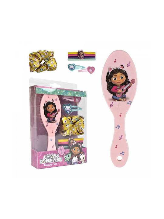 Cerda Gabby's Dollhouse Kids Hair Clips Set with Hair Clips Rubber Bands Figure in Pink Color 8 Pieces