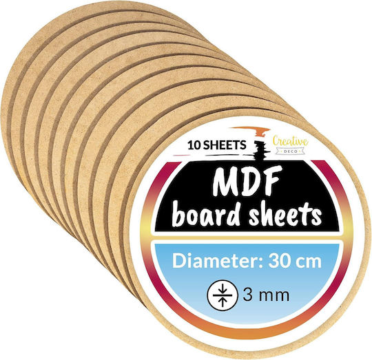 Creative Deco 10 X Round Mdf Board Diameter 30 Cm X 3 Mm Mdf Boards Crafting Manual Work Ideal Pyrography Laser Cutting Modeling Milling Cnc Plotter Jigsaw