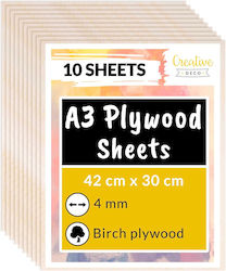 Creative Deco 10 X A3 Wooden Sheets 4mm 420 X 3...