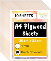 Creative Deco 10 X A4 Plywood 4mm 300 X 210 X 4...