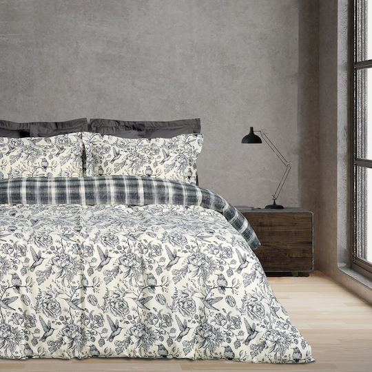 Das Home Bettwäsche-Set Überdoppel 240x260cm. Happy 9648 Black, Cream 4Stück