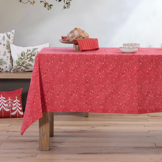 Nef-Nef Homeware Grace Weihnachtlich Tischtuch Stoff Rot L140xB180cm.