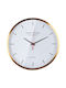 Wall Clock Gold White Round Glass Diameter 30x5.5cm 6/box 15-94236