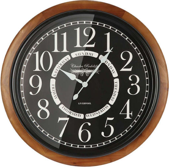 Marhome Wanduhr Braun Schwarz Rund Glas & Zahlen Φ68x7cm 2/Box 15-94269