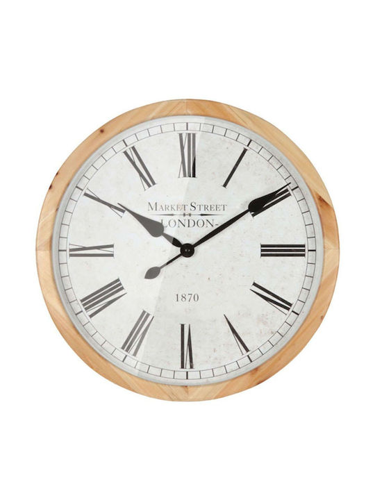 Wall Clock Brown White Round Glass & Latin Numbers F45x6cm 4/box 15-94243