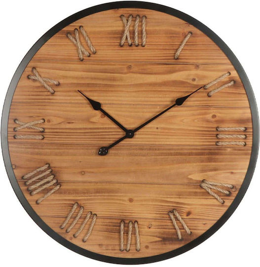 Wall Clock Black and Brown Wooden Round with Latin Numbers Rope F70x5.5cm 2/box 15-94262 Wall Clock Black and Brown Wooden Round with Latin Numbers Rope F70x5.5cm 2/box 15-94262