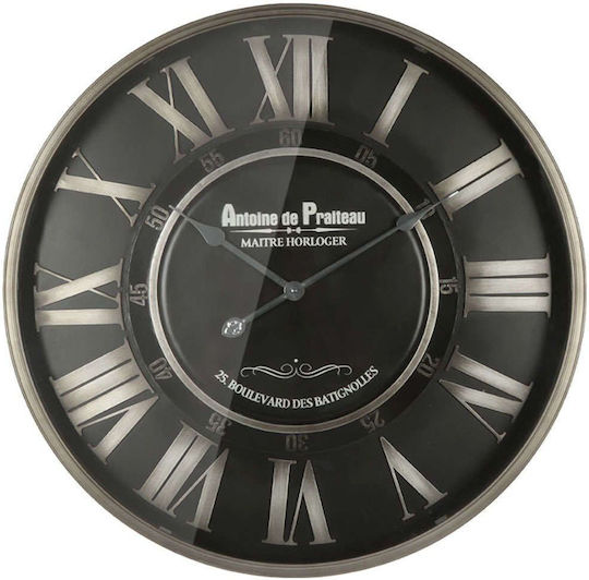 Marhome Wanduhr Grau Schwarz Metallisch Rund Glas & Lateinische Zahlen Φ69x7.5cm 2/Box 15-94279