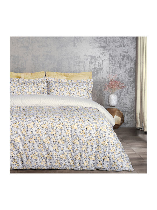 Das Home Duvet Cover Set Cotton Queen with 2 Pillowcases 220x240 9650 Grey, Ivory