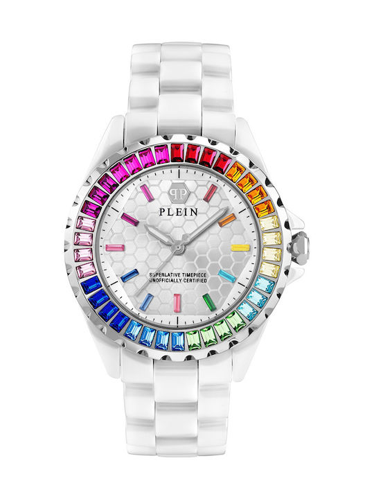 Philipp Plein Ανδρικό Ρολόι 38mm Μπαταρίας με Λευκό Μεταλλικό Μπρασελέ