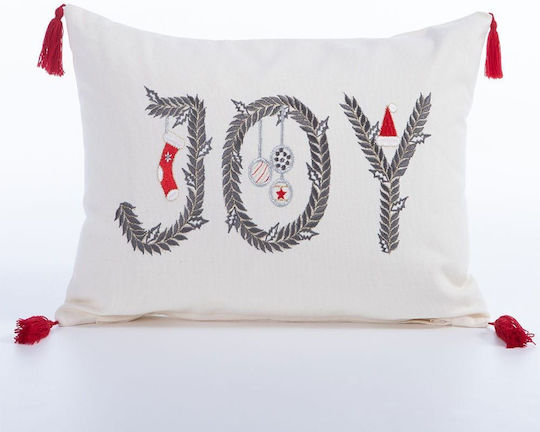 Nef-Nef Homeware Weihnachtsdekoratives Kissen Christmas Is All Around Rechteckig Weiß 30x45cm