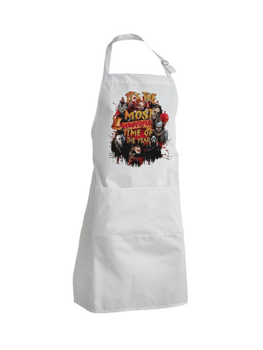 Koupakoupa Halloween It's Most Wonderful Time Of The Year Waterproof Apron White 40x22cm