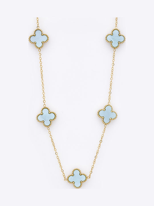 Necklace with design Flower from Gold Plated Steel