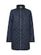 Μακρύ Γυναικείο Puffer Μπουφάν για Χειμώνα Navy Blue