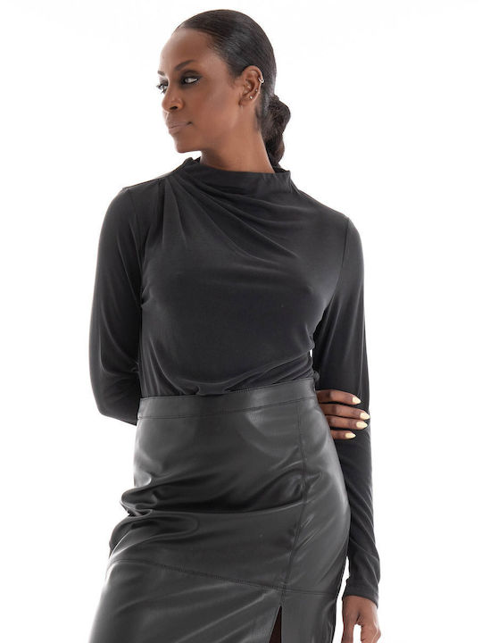 Only Damen Bluse Langärmelig Black