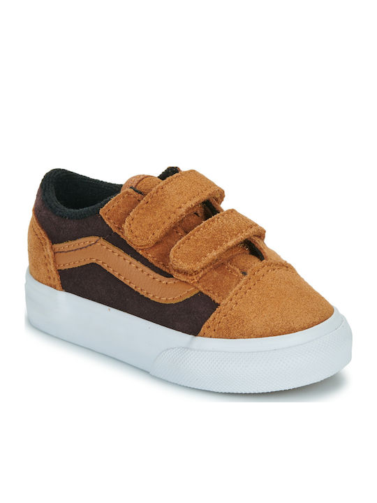 Vans Old Skool V Παιδικά Sneakers με Σκρατς Καφέ