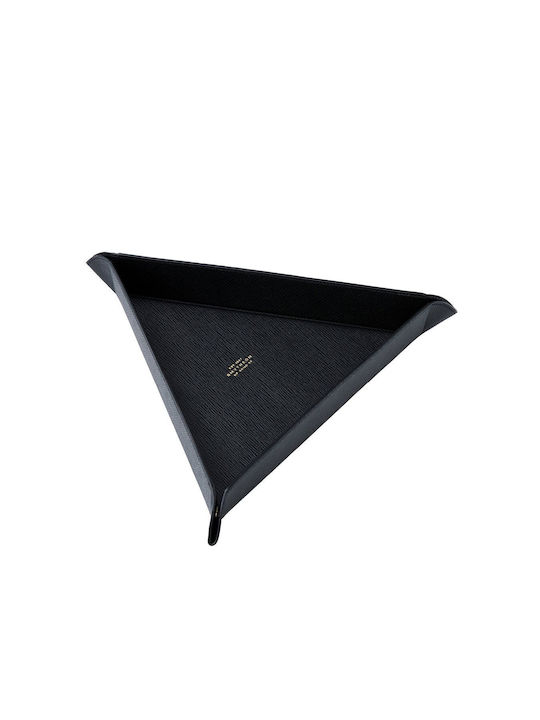 Smythson Triangle Trinket Tray Leather Black