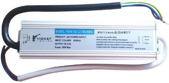 Viokef Τροφοδοτικό LED Στεγανό IP67 Ισχύος 60W με Τάση Εξόδου 12V