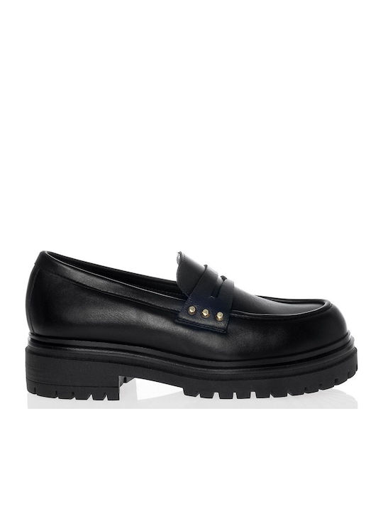 Leather Women's Moccasins in Black Color