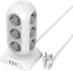 Tessan Steckdosenleiste 12 Positionen mit 2 USB-A, 1 USB-C und Kabel 2m