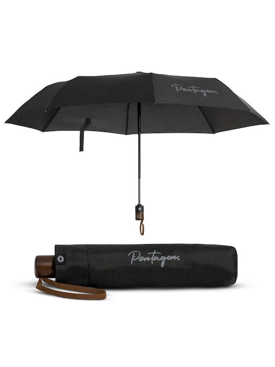 Pentagon Noah Rezistent la vânt Automat Umbrelă de ploaie Compact Neagră