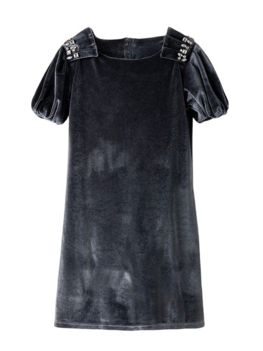Evita Kinderkleid Samt Grey