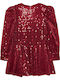 Children's Dress Long Sleeve with Sequins Red