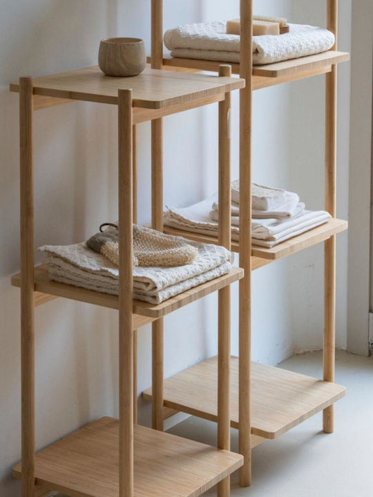 Andrea House Corner Wall Mounted Bathroom Shelf Bamboo 34x35x123cm Beige