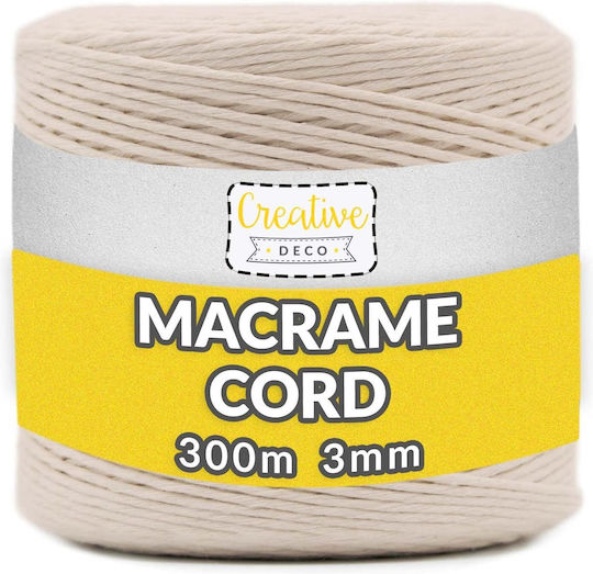 Creative Fir De Tricotat Macrame Bumbac Bej 300m