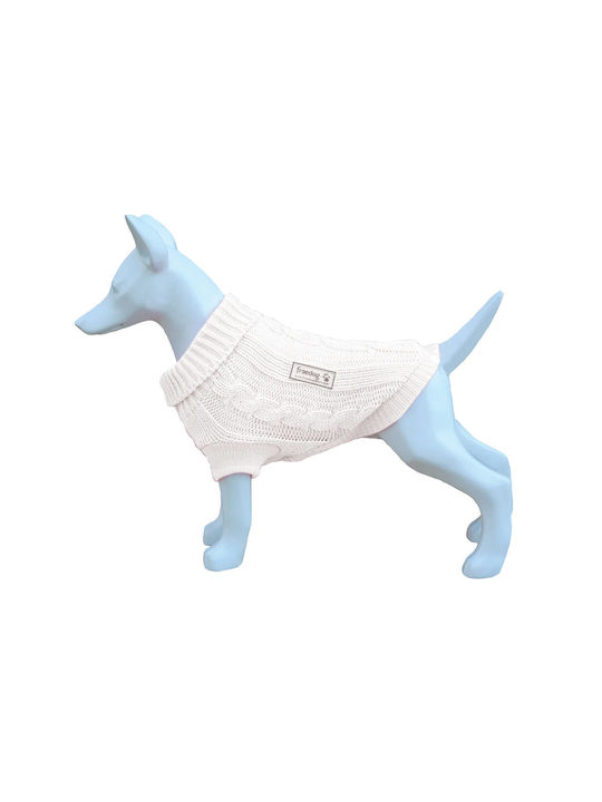 Плетен пуловер Wofmoda Freedog Nature бял 15см