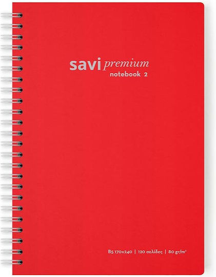 Penwest Company Spiral Notebook Ruled B5 60 Sheets 2 Subjects Red 1pcs