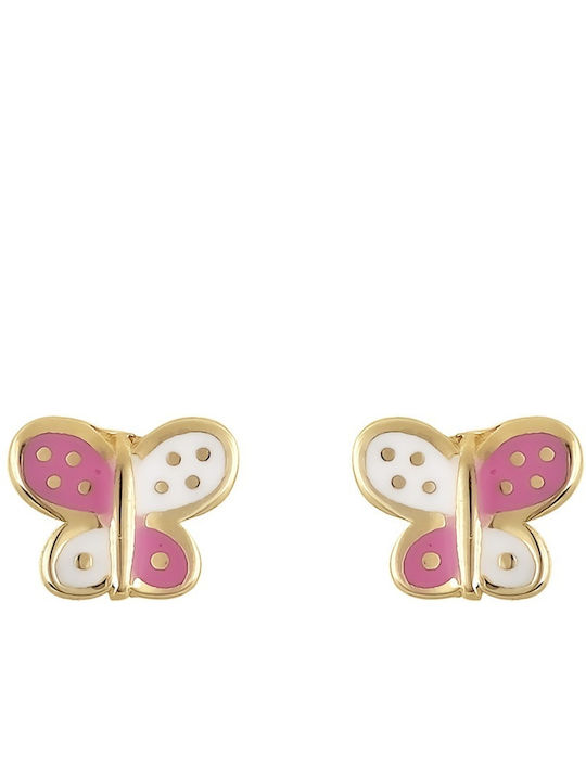 Senzio Belibasakis Kids Earrings Studs Butterflies from Gold 9K