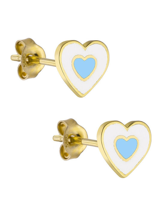 Senzio Belibasakis Kids Earrings Studs Hearts from Gold 14K