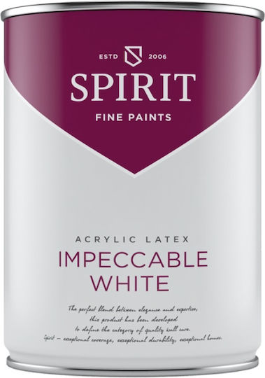 Spirit Impeccable White Paint White 1 L High Coverage Excellent Whiteness Water-based Wash Scrub Resistant