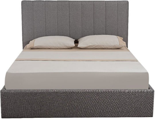 Tereza Pat Semi-dublu Tapițat cu Material Gri Potrivit pentru Saltea 130x200cm
