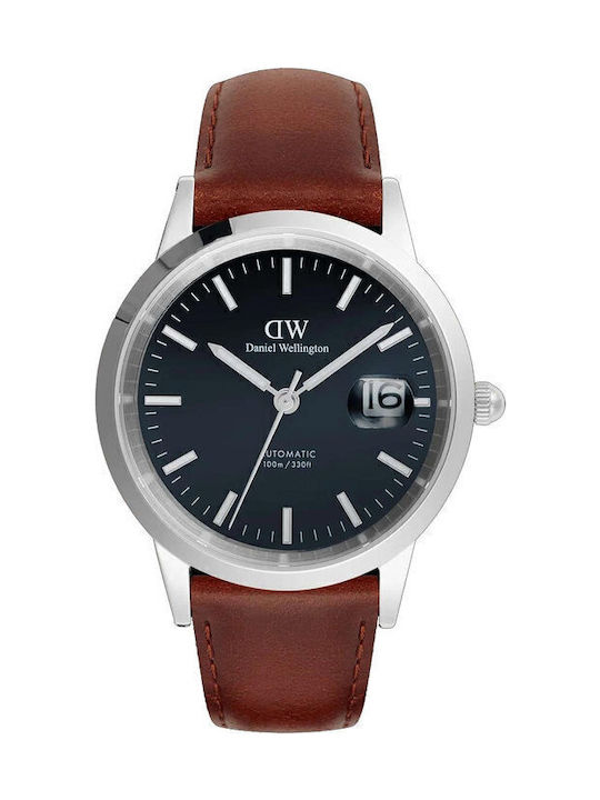 Daniel Wellington Herrenuhr 40mm Automatisch mit Braun Lederarmband