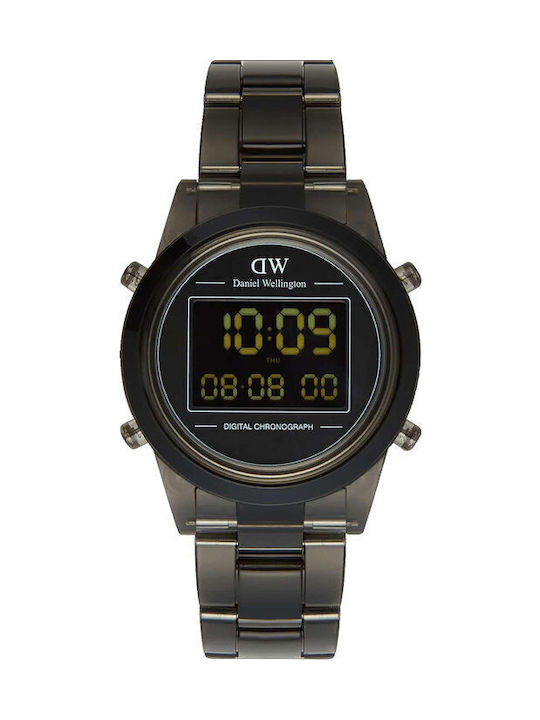 Daniel Wellington Digital Herrenuhr 36mm Chronograph Batterie mit Gray Kautschukarmband