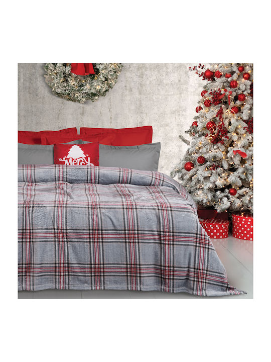 Das Home 1362 Pătură Polar Fleece Simplă 160x220 cm Gri Roșu