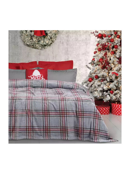 Das Home 1362 Decke Fleece Couch 130x170cm Grau Rot