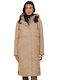 Women's Long Lifestyle Jacket for Winter Sand