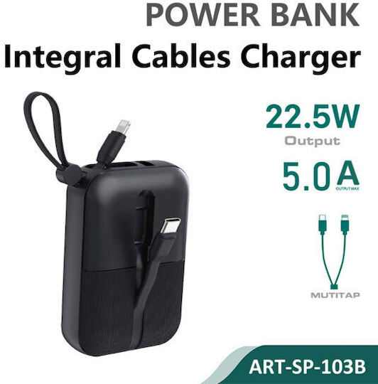SiiPro SP-103B Power Bank 9000mAh 22.5W Power Delivery Μαύρο