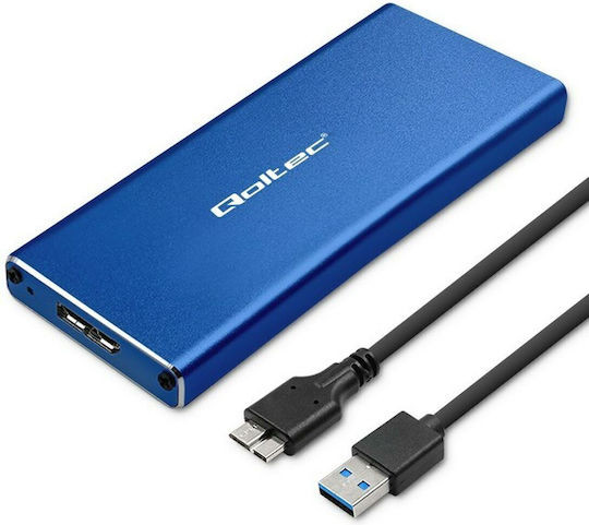 Qoltec Case for Hard Drive M.2 SATA III with Connection USB 3.0 Blue