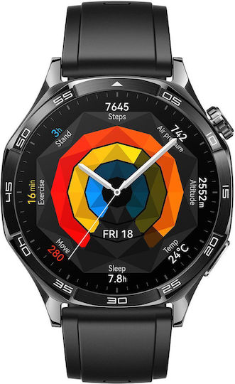 Huawei Watch GT 5 Stainless Steel 46mm Αδιάβροχο με Παλμογράφο (Μαύρο)