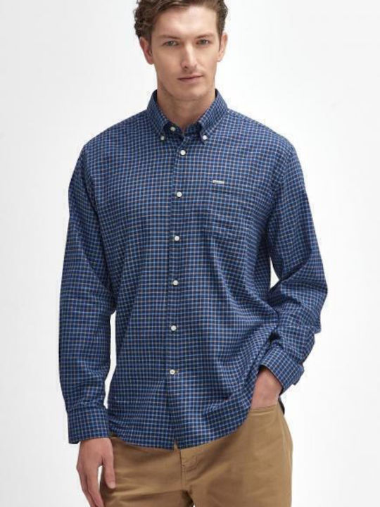 Preston Long-sleeved Shirt Checked Dark Navy