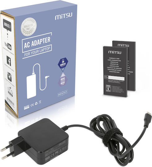 Mitsu 45w Usb Type-c Usb-c Power Supply Black