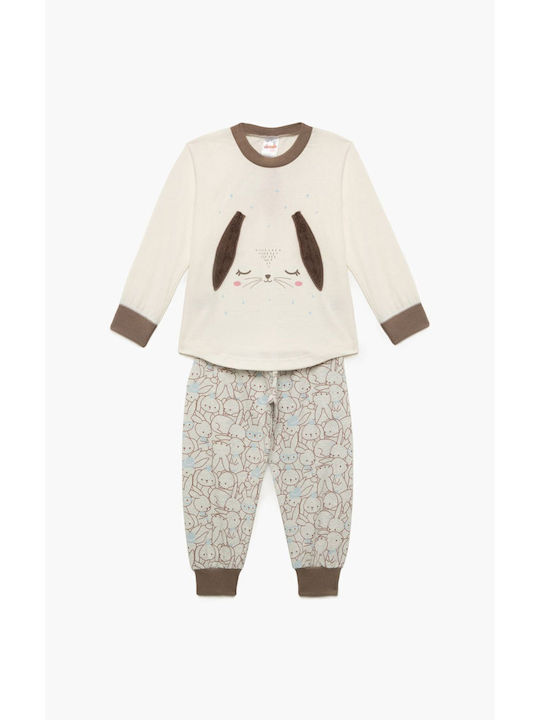 Minerva Kids' Pajamas Winter Ecru Allover Bunny
